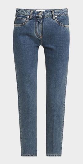 Ferragamo Laser Stone Washed Denim Slim-Leg Ankle Jeans