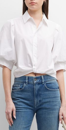 Finley Bomba Button-Down Twist-Front Poplin Shirt