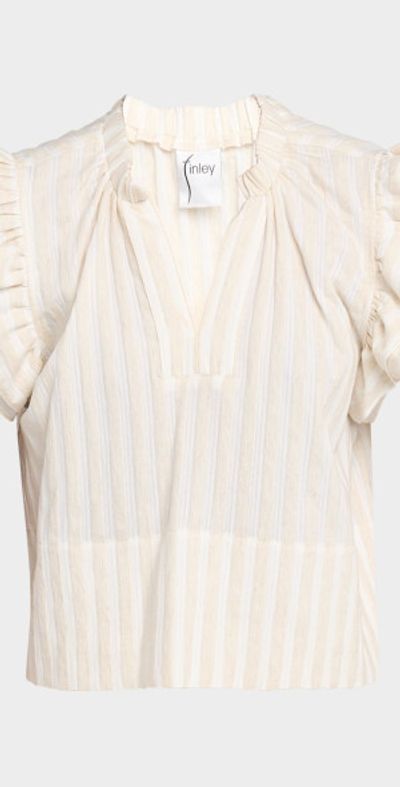 Finley Remy Texture-Striped Ruffle Top