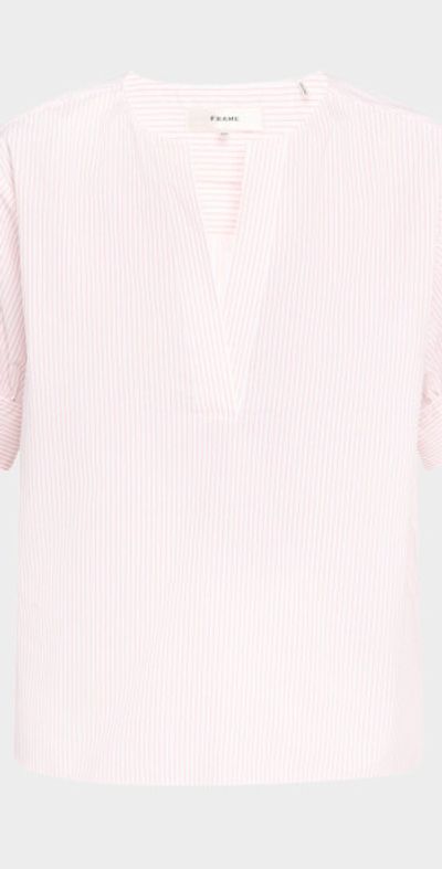 FRAME Stripe V-Neck Pop Over Top