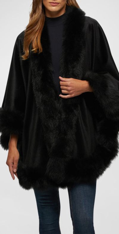 Gorski Cashmere Capelet with Lamb Shearling Trim