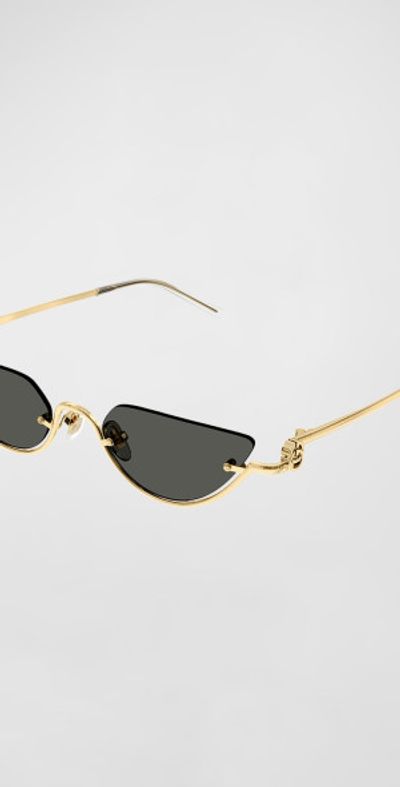 Gucci Half-Rimmed Metal Cat-Eye Sunglasses