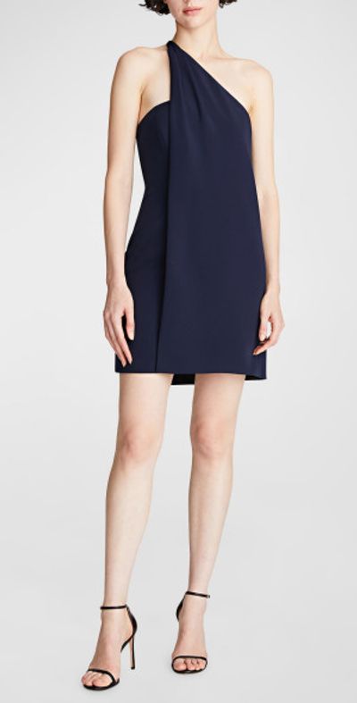 Halston - Kalia Draped One-Shoulder Crepe Mini Dress