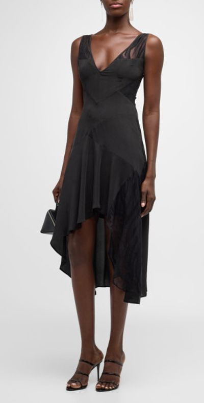 Iro - Judya Sheer Paneled V-Neck Midi Dress