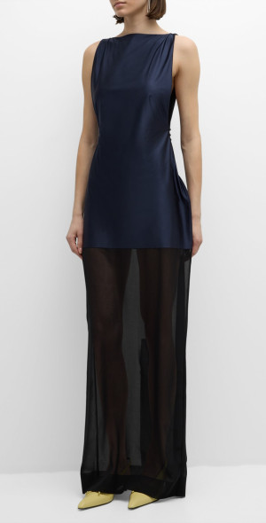 Jacquemus - Banista High-Neck Sleeveless Sheer-Hem Satin