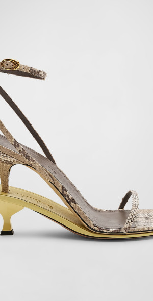 Uma Ankle Strap Sandals In Embossed Python main image 1