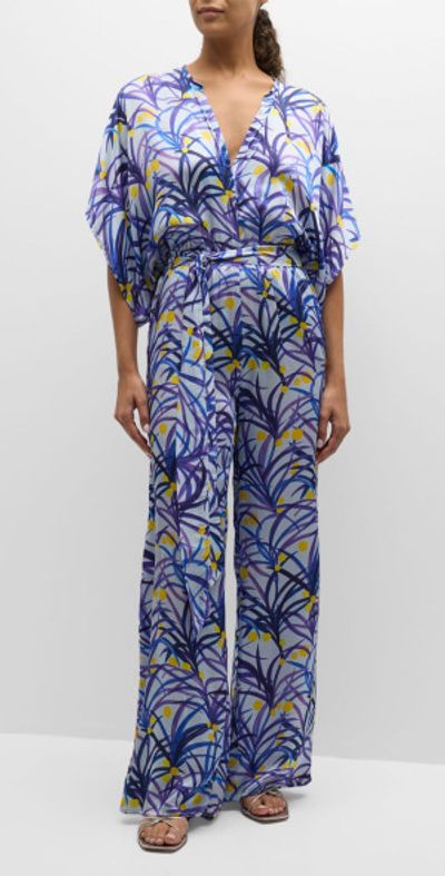 Jaline Natasha Printed Silk Jumpsuit