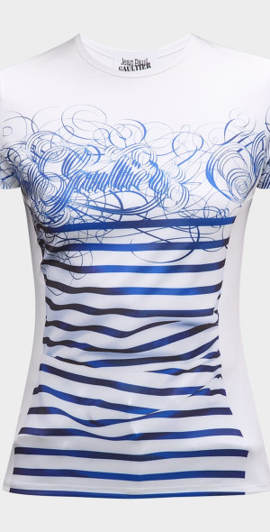 Ceinture Marinière Jean Paul Gaultier En Tissu - Taille 38, Couleur écru - Modèle Rare Et Réglable