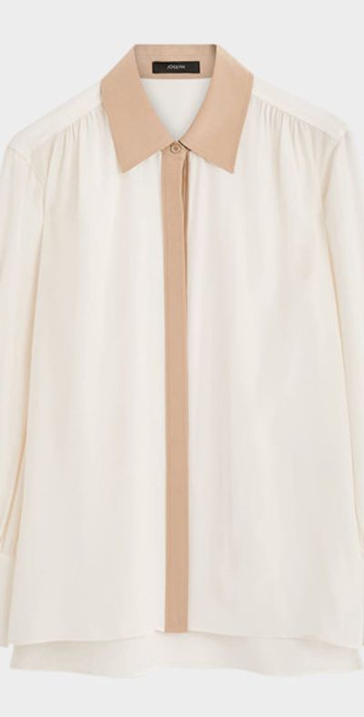 Joseph Evora Colorblock-Print Point-Collar Silk Blouse