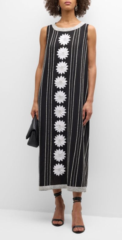 La Vie Style House - Beaded Floral Applique Maxi Dress