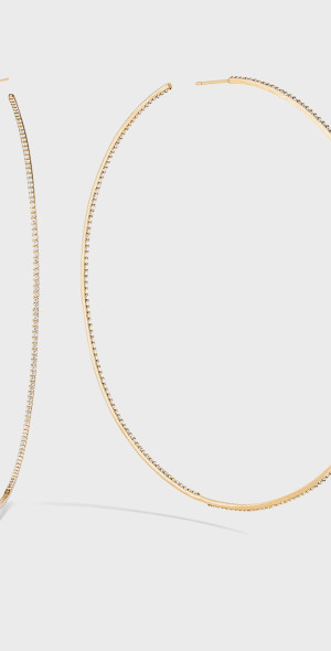 14K Gold Filled Extra Large Skinny Hoop Earrings - Round Click Top, 40-80mm, Handmade