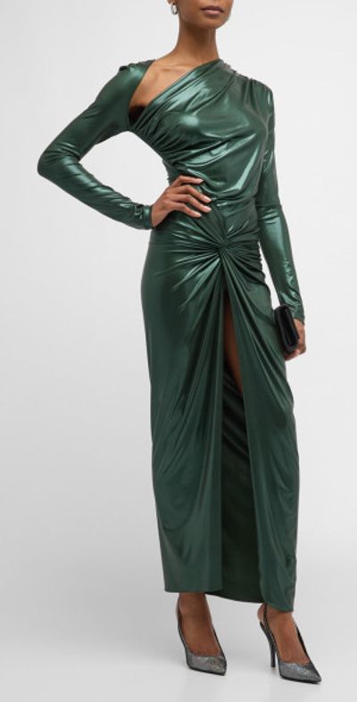 draped metallic jersey maxi dress LAPOINTE modest turkish clothing