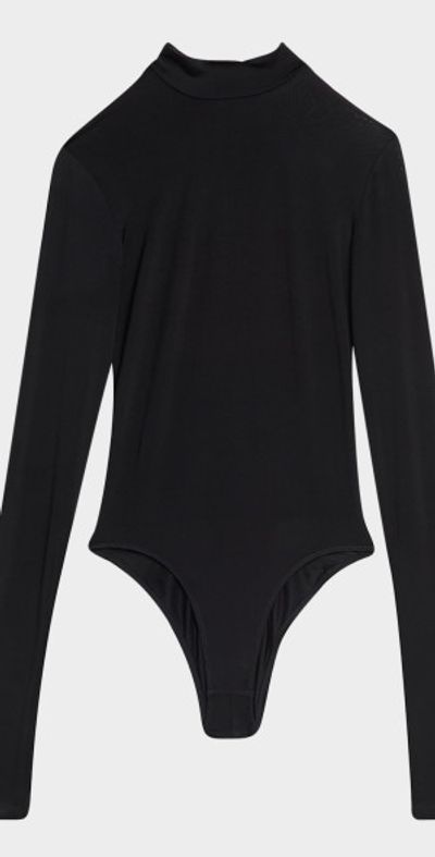 LAPOINTE Mock-Neck Long-Sleeve Lightweight Jersey Bodysuit