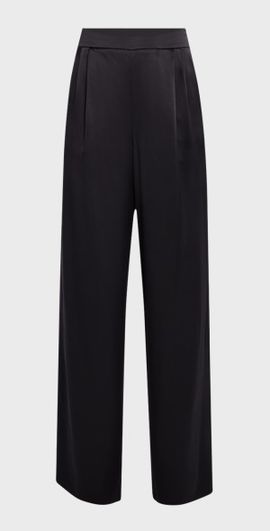 LaQuan Smith Double-Pleated Wide-Leg Silk Pants