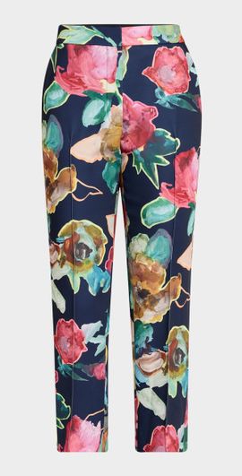 Lela Rose Demi Printed Crepe Straight-Leg Ankle Pants