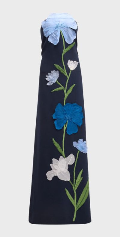 lela rose blue floral dress Lela Rose Blue/White Floral Print Dress, Large Radbird