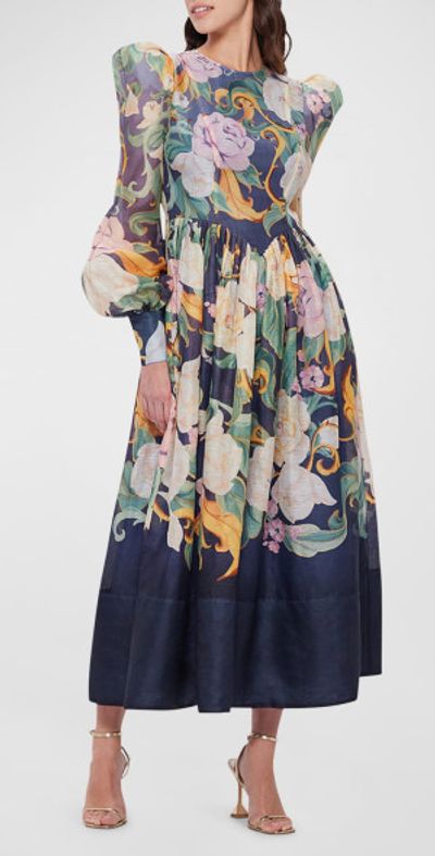 chinese dress ladies Leo Lin | Josephine Floral Silk Gown in Lilly Blossom