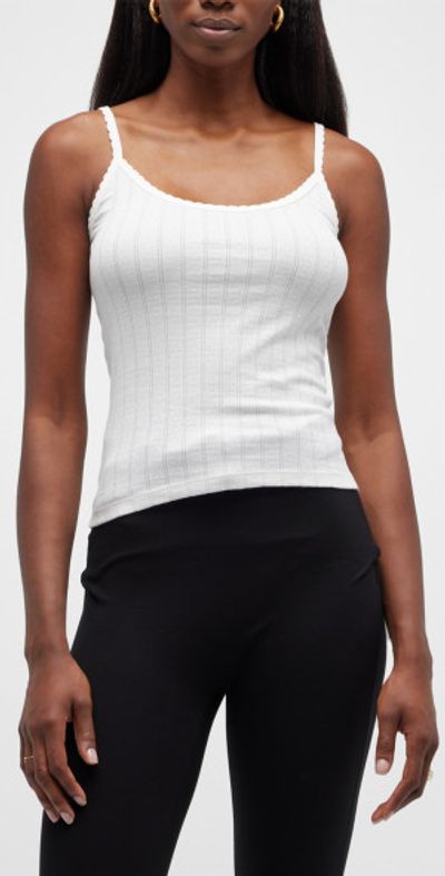 LESET Cotton Pointelle Scalloped Tank Top
