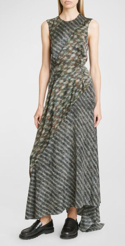 chinese dress ladies Loewe Women's Ribbed Bodycon Maxi Dress - Navy Blue