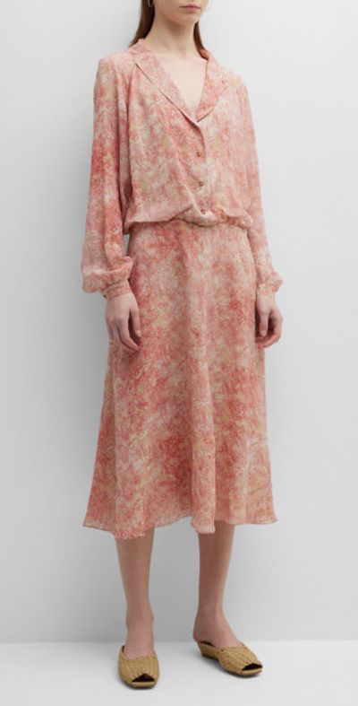 loro piana silk dress Floral silk-jacquard midi dress - red