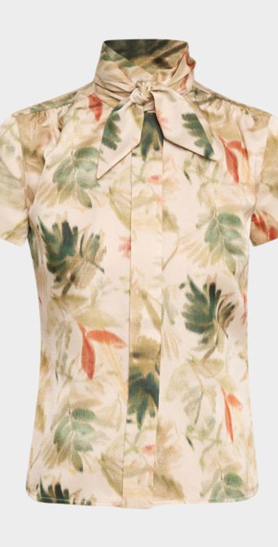 Loro Piana Febe Botanical Self-Tie Blouse