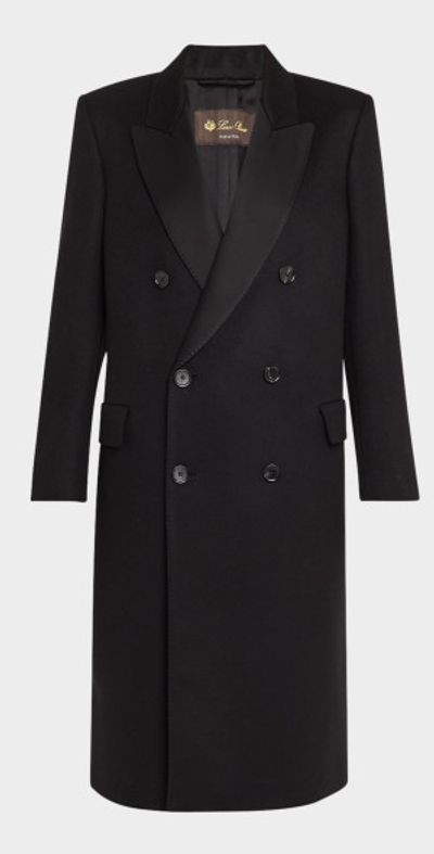 Loro Piana Jerard Cashmere Double-Breasted Coat With Double Satin Mireille Trim