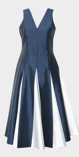 LOVEBIRDS Mythos Sleeveless Contrast Godet Midi Dress