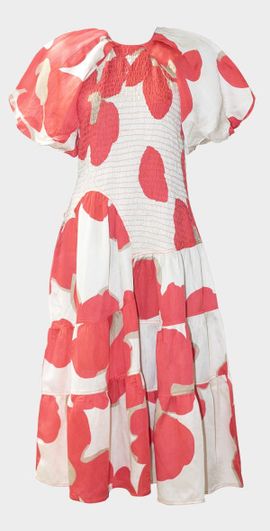 LOVEBIRDS Valencia Smocked Floral-Print Midi Dress
