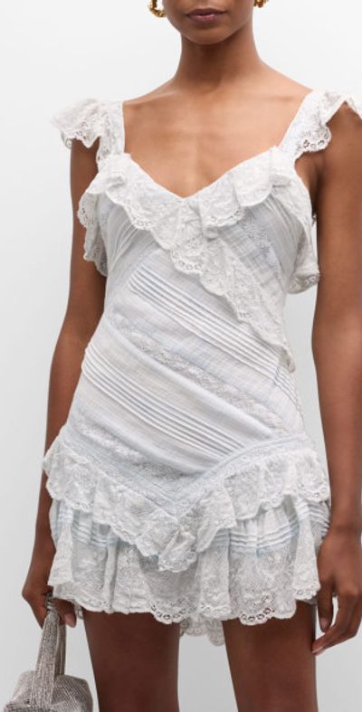 LoveShackFancy - Bensley Ruffled Cotton Lace Mini Dress LoveShackFancy - Bensley Ruffled Cotton Lace Mini Dress