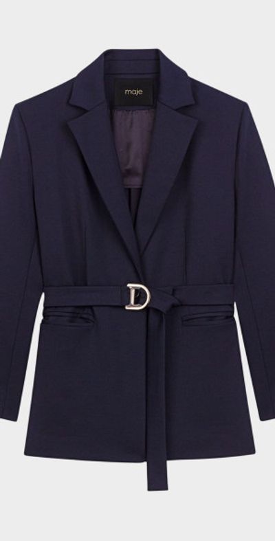 Maje Villeplisse Belted Pleated Blazer