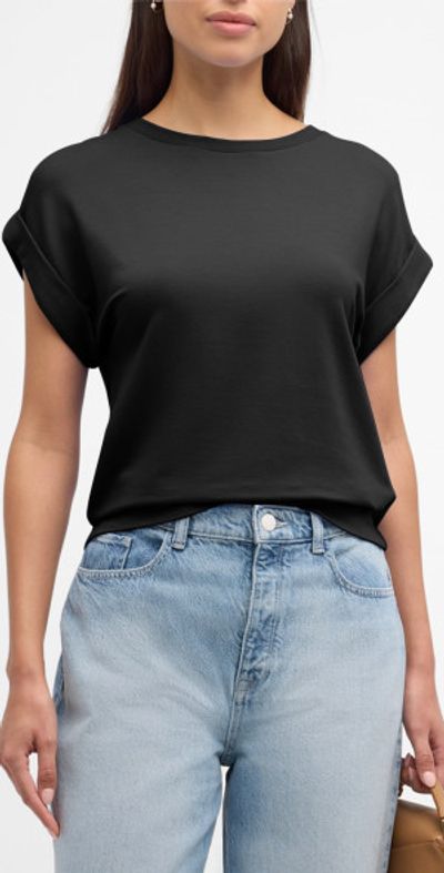 Majestic Filatures French Terry Rolled-Cuff Short-Sleeve Crewneck Tee