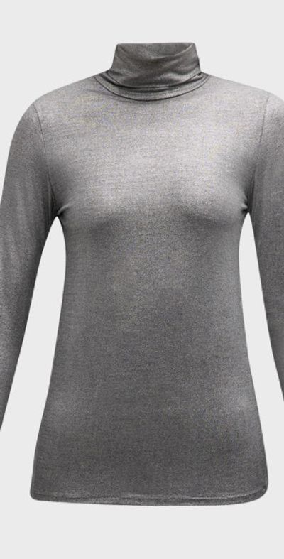 Majestic Filatures Metallic Long-Sleeve Turtleneck Top