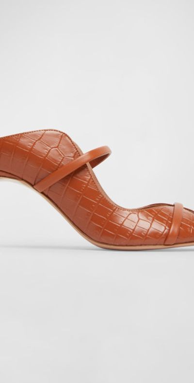 Malone Souliers Noah Croco Two-Band Mule Sandals