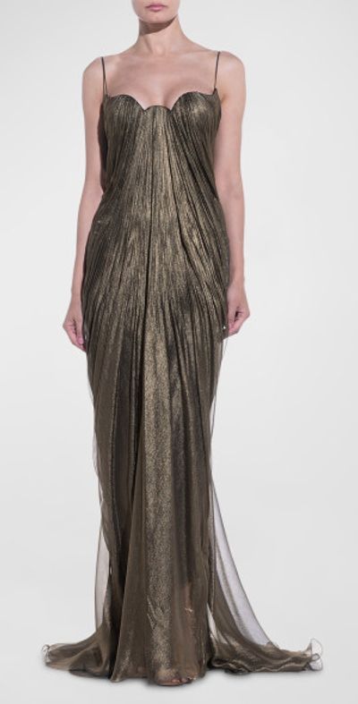 maria lucia hohan siona draped silk dress Draped silk gown in silver - Maria Lucia Hohan