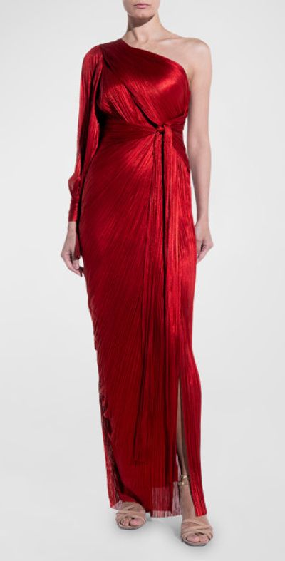 Maria Lucia Hohan - Palmer Metallic Plisse One-Shoulder Wrap Gown