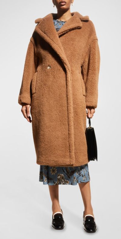 Max Mara Double-Breasted Camel Hair Blend Teddy Coat