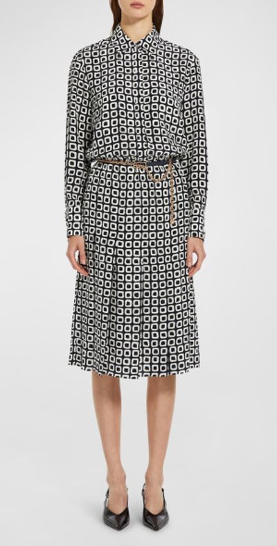 Max Mara Studio - Elio Pleated Geometric-Print Midi Shirtdress