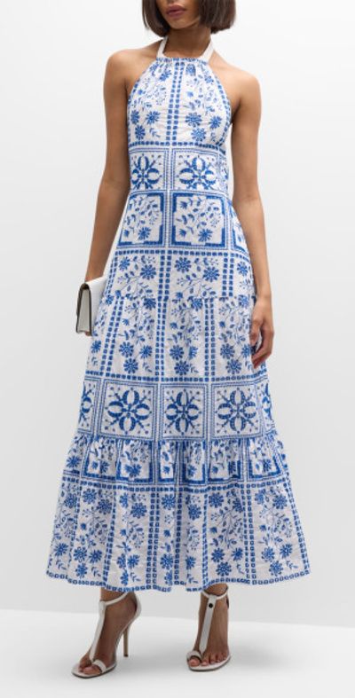 charlese eyelet halter maxi dress Milly fantasy couture