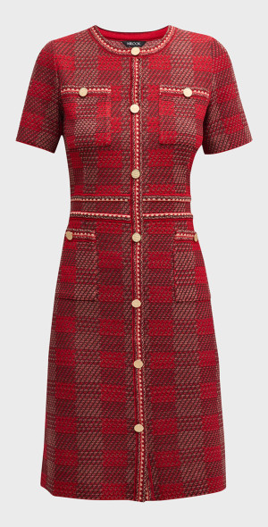 Misook - Bold Plaid Tweed Knit Sheath Dress