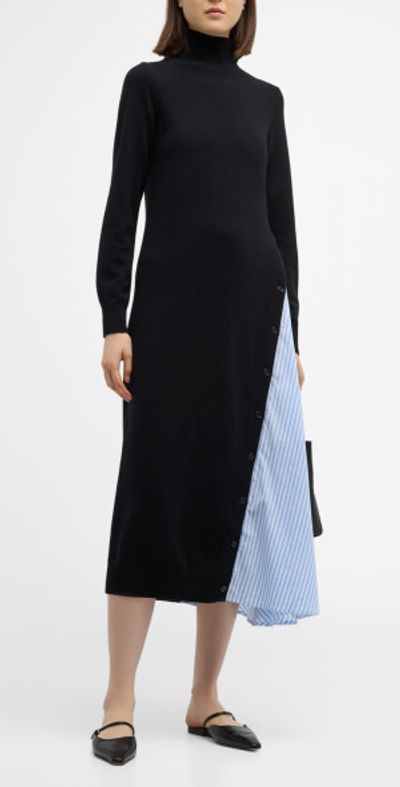 naadam asymmetrical turtleneck dress Cashmere Boatneck Mini Sweater Dress