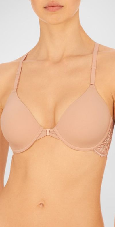 Natori Lush Lace-Back Front-Closure Contour Bra