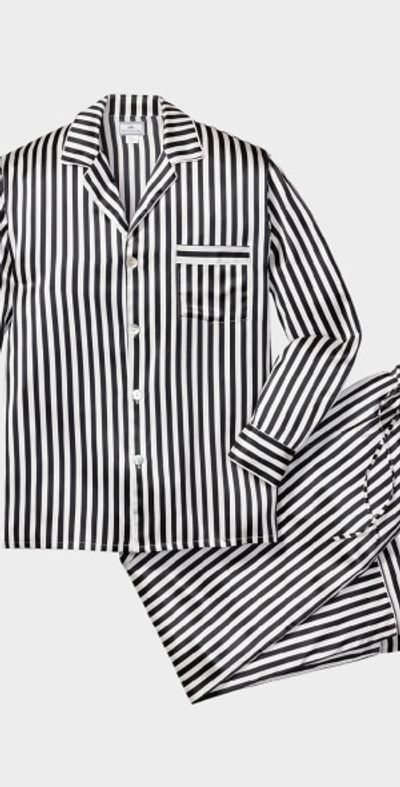 Petite Plume Men's Mulberry Silk Bengal Stripe Long Pajama Set