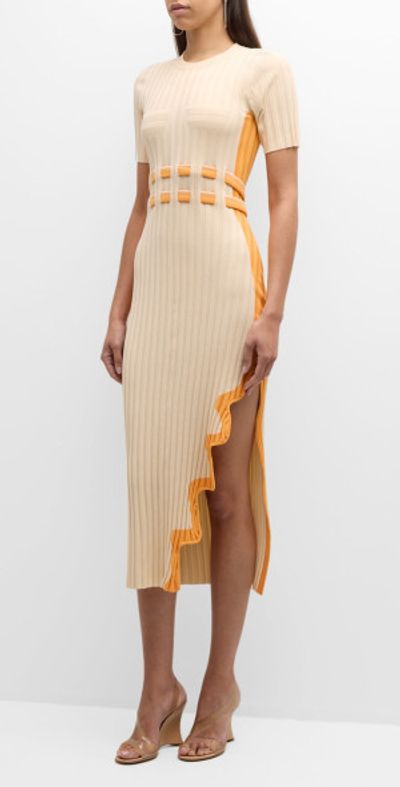 PH5 - Jodie Two-Tone Pleated Asymmetric Long Dress