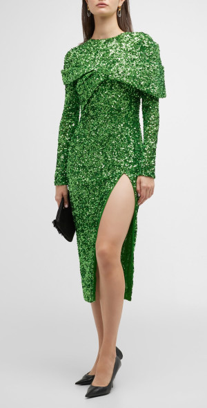 green emerald velvet dress Lady Black Tie - Francesca Gown - Ball Gown with Sleeves