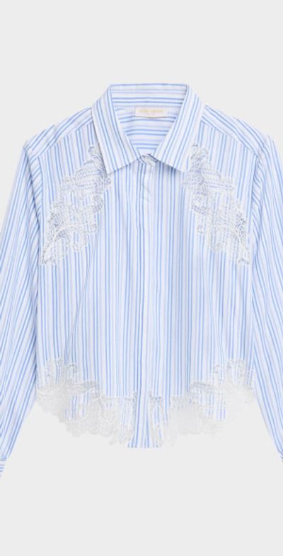 Ramy Brook Gia Striped Embroidered Button-Front Shirt