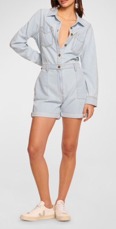 Ramy Brook Lavinia Long-Sleeve Denim Romper