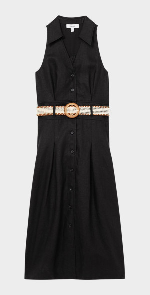Women's Faux Leather Midi Dress – Lapel Collar, Pleated Button-Down, Short Sleeve A-Line Tunic