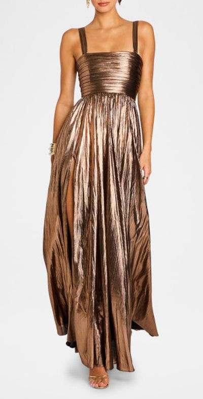 retrofete gold maxi dress Retrofête Women's Mallory Dress - Metallic Bronze