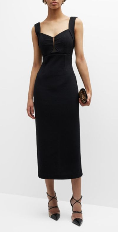 roland mouret wool crpe midi dress Short Sleeve Wool Crepe Midi Dress in Navy Roland Mouret