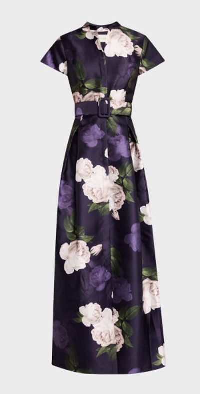 Sachin & Babi Marta Pleated Floral-Print Shirt Gown